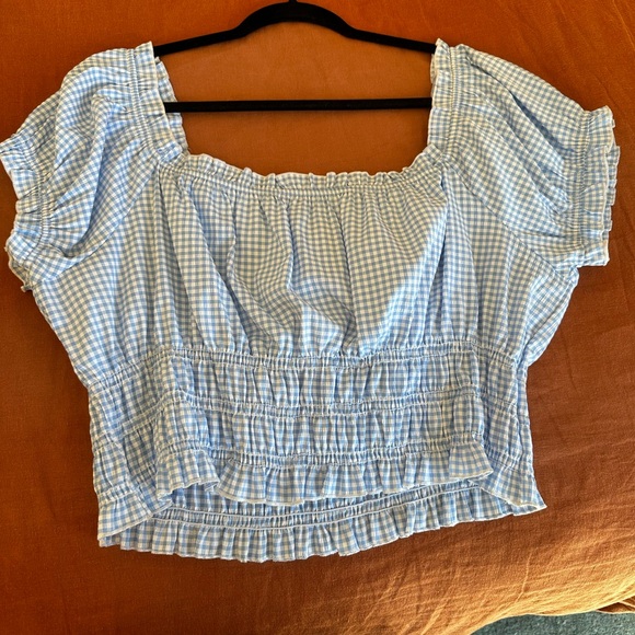 Lisa Says Gah Light Blue Gingham Blouse - Picture 5 of 6